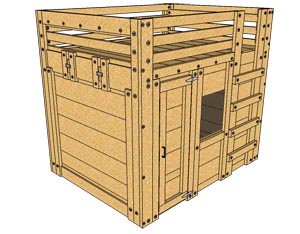 Queen Cabin Bed Plan Palmetto Bunk Beds, How To Make Queen Loft Bed
